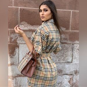 Burberry Beige and Brown Checkered Bag and dress bundle.